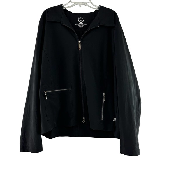 Chico's Jackets & Blazers - Chicos Lightweight Jacket Womens Size 3 US XL Black Full Zip Pockets Long Sleeve